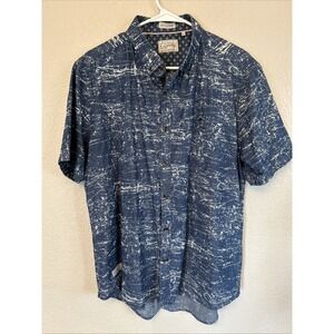 7 DIAMONDS MENS SHIRT XL BLUE DENIM WHITE SPLASH PRINT